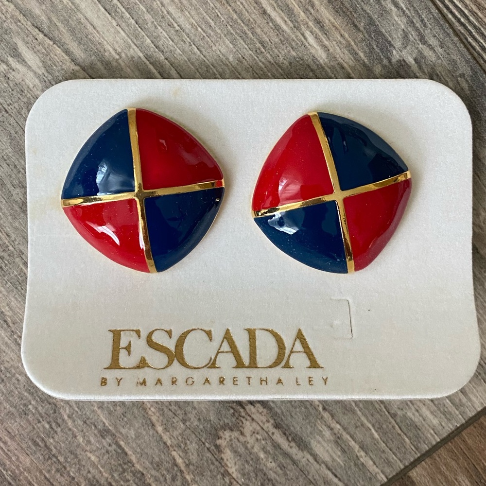ESCADA Vintage Square Clip-on Earrings